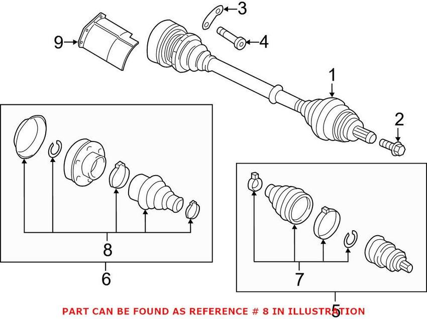 Audi VW CV Joint Boot Kit - Front Inner 1K0498201H